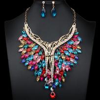 Exquisite European Crystal Water Drop Pendant Necklace & Earring Set for Women
