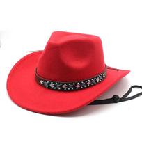 Western Cowboy Hat Autumn And Winter Woolen Top Hat Big Edge Jazz Felt Hat 10 Colors, Windbreak Rope M（56-58cm） kupranugaris