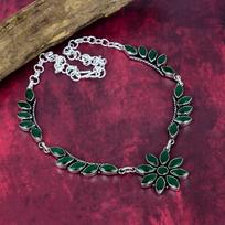 Faceted Green Onyx Handmade Gemstone Necklace, 925 Solid Sterling Silver Necklace Antique Jewelry, For Engagement Gift žalia
