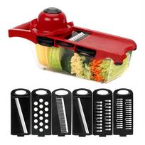 Daugiafunkcis daržovių pjaustytuvas Mandolina Slicer 6 Peiliukai Tarkavimo priemonė Bulvių skustukas Virtuvės įrankis raudona