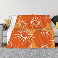 Mid-Century Modern 1950 S Orange Sunburst Pattern Custom Home Decor An Ultra-Soft Micro Fleece Blanket 50x60in