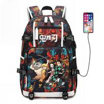 Japonijos animaciniai komiksai Demon Slayer Stilinga kuprinė su USB sąsaja ir didelės talpos 0005 47*30*15cm black