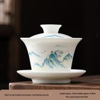 Chaxun Dehua White Porcelain Gaiwan with Hovering Lid, Joyous Events