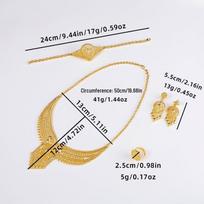 24K Gold Women's Wedding Jewelry Set: Necklace, Bracelet, Ring & Earrings Bridal Collection