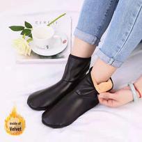 Women's Velvet Mid-Calf Non-Slip Leather Home Socks: Warm, Indoor, Thickened 36-42