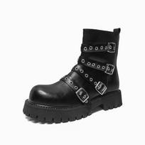 Men's European-Style Square Toe Ankle Boots - Mid-Heel, Thick Sole, Autumn/Winter, Large Size, Heightening Martin Design 46
