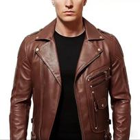 Men Pu Leather Biker Jacket Slim Fit Multi Pocket Zip Turn Down Collar Fashion Outwear S ruda