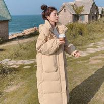 Anti-season Down Padded Jacket Women's Mid-long Winter Padded Jacket Thickened Over Knee Bread Jacket Hooded Padded Jacket S