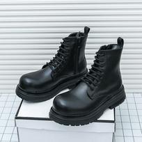 Martin boots winter mid-tube leather boots British style leather shoes locomotive boots cowboy short boots 36