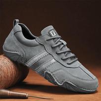 Dexun shoes new autumn breathable leather pigskin large size Forrest Gump sports non-slip casual board shoes 38 pilka spalva