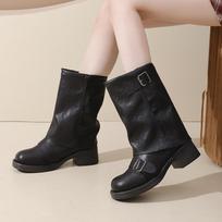 Women's Ankle Boots Elegant Classical Shoes Mid Heels 2026 New Autumn Pumps Fashion Comfort Buckle Dress Retro Botas Para Mujer 35