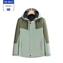Detachable 3-in-1 Anti-Wrinkle Hooded Windbreaker Jacket with Color-Blocking and Custom Logo black