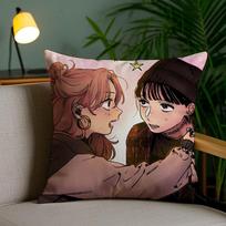 A-Aya O-Oosawa K-Koga M-Mitsuki Pillow Case Anti-Dustmite Pillowcase Invisible Zipper Silky Short Plush Sofa Cushion Cover Peach skin 18*18(CM)-1Pcs