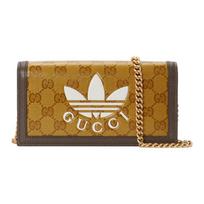 Gucci x adidas originals bendras modelis grandinėlės peties dirželis logotipas drobė rankinė per petį moteriška geltonai ruda ruda