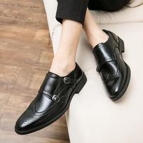 Summer leather shoes British casual business retro lazy shoes breathable brock carving 38 standard dress shoe size