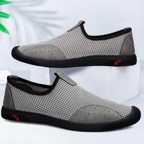 Summer new lazy soft-soled driving casual shoes thin breathable fly-woven mesh shoes men 37 pilka spalva