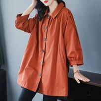 Spring and Summer Women's Loose Casual Mid-length Solid Color Windbreaker Jacket M