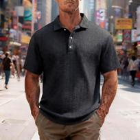 Men’s Short Sleeve Polo Shirt Classic Fit Soft Knit Fabric with Button Placket and Collar Design M juoda