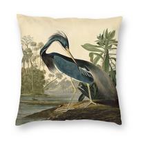 John Audubon Louisiana Heron Square Pillowcase Polyester Linen Velvet Pattern Zip Decorative Throw Case Sofa Cushion Cover 18 Peach skin 18*18(CM)-1Pcs