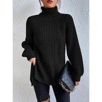 Turtleneck Knitted Sweater Mid-Length Sweater Coat Soft and Comfortable French Style Women's Sweater Long Dress S