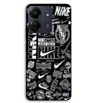Telefono dėklas - MANIACASE - Xiaomi Redmi 13C 4G - Silikonas TPU - Nike Air logo grafiti - Juoda ir balta juoda