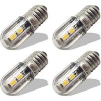 E10 LED lemputė 220V 230V AC Energiją taupanti LED indikatoriaus lemputė 8mm sriegiu pagrindas 3030 4SMD LED lustai Atnaujinimo lemputė, šiltai balta (4 pakuotė)