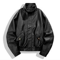 Mens Pu Leather Jacket Stand Collar Loose Retro Motorcycle Casual Outerwear 2XL