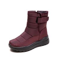 Women's Warm Snow Boots With Hook Loop Mid Calf Booties With Faux Fur Lined Outdoor Non-Slip Waterproof Side Zipper Boots Winter Shoes for Female 35