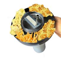 Užkandžių dubenėlis Stanley puodeliui Silikoninis užkandžių padėklas Suderinamas su Stanley Cup Quencher 1.0/2.0 40 oz termopuodeliu su rankena juoda