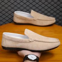 New Leather Men's Casual Shoes Male Lazy Shoes Breathable Fashion Loafers Comfort Slip-on Driving Shoes Luxury Brand Moccasins 39 smėlis