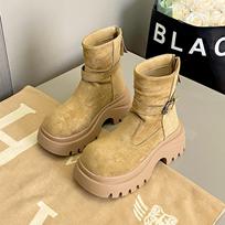 Women's British Style Mid-calf Fashion Versatile Soft Elastic Comfort Ankle Boots Shock Absorption Non-slip Casual Sports Martin Boots 35