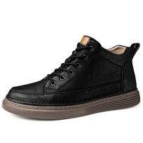 Men's Casual Mid-Calf High-Top Martin Boots – New Style Korean Velvet Cowhide Sneakers. 38