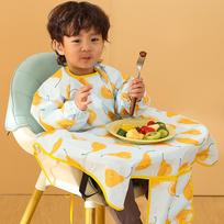 Waterproof Baby Feeding Coverall Bib with High Chair Integration 6 Months-4 Years white