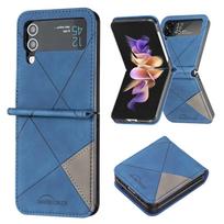 Applicable to Samsung Z Flip7 mobile phone case zflip5 folding mobile phone case, prismatic splicing contrasting color two-color case Samsung zflip4 tamsiai mėlyna spalva