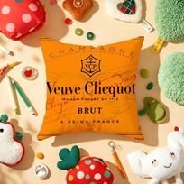 Prabangus V-Veuve C-Clicquot Pagalvės užvalkalas Pliušinis audinys Minkštas Dvipusis spausdintas Sofa Šiltas Žiemos Namų Dovana Pagalvės užvalkalas Peach skin 18*18(CM)-1Pcs