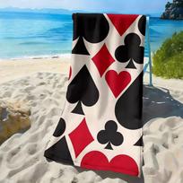 Poker Card Suit Print Beach Towel Casino Themed Beach Blanket Soft Absorbent Quick Dry Towel 50X100cm &1pc
