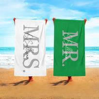 Custom Name Beach Towel Mr & Mrs Beach Towel Honeymoon Gift 2 piece of Lovers Summer Vibes Wedding Gift Personalized Beach Towel 50x100cm