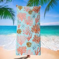 Coral Reef Print Beach Towel, Vibrant Exotic Marine Design Lightweight Quick Dry Microfiber for Pool Yoga Camping Travel Fun 40X60cm