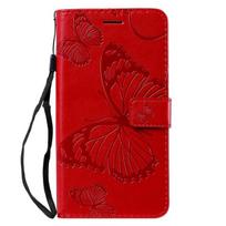 Wallet Flip Butterfly Leather Case For Samsung Galaxy A3 A5 A6 A7 A8 A9 Plus J4 J6 J8 2016 2017 J3 J5 J7 J530 Book Cover For A3 2016 A310 raudona