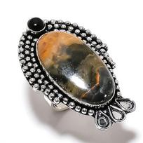 Natural Sonora Sunrise,Onyx Gemstone 925 Sterling Silver Ring Size 10.5 Y3y89