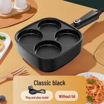 Visiškai automatinis elektrinis blynų keptuvas ir keptuvė kiaušiniams kepti - Naujas buitinis pusryčių prietaisas Electric Four-Hole Breakfast Maker without Gifts black