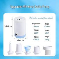 Dual-Use Wireless Charging Inflator Pump for Air Mattresses, Swimming Rings & Vacuum Storage Bags black