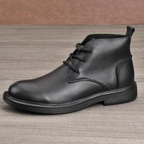 Men's Mid-Top Cowhide Leather Boots - Casual, Business, and Warm Winter Style 43