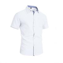 Men Casual Short Sleeve Lapel Button Solid Pocket Shirt S