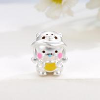 Sterling Silver 999 Cartoon Luck Beads Hand-Woven Rope DIY Jewelry Accessories sidabras