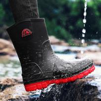 Men's Waterproof Rain Shoes Anti Slip Mid Tube Fashionable Rubber Shoes Korean Version with Casual Foot Covers Zapatillas Male 39