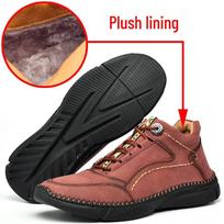 2022 Men's Winter Retro Mid-Top Leather Shoes - Large Size, Plus Velvet, Warm Outdoor Cotton 38