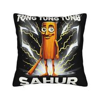 Pillow Cover Tung Tung Tung Sahur Italian Brainrot Absurd  Kawaii Pillow Case For Living Room Chair Pillowcases 30x30cm 12x12in