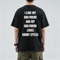 Mano draugės įsimylėjusios Harry Styles Unisex Boxy Marškinėliai Madingi Grafiniai Spaudiniai Medvilninis Patogus Viršus XS juoda