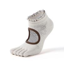 Meikan Women's Lace Full Toe Backless Non-Slip Yoga Socks, Five-Finger Separated Indoor Fitness Design 35-38